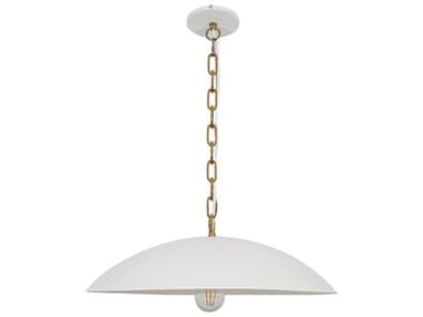 Dainolite Ofelia 1-Light Matte White Aged Brass Dome Pendant DNOFE191PMWAGB