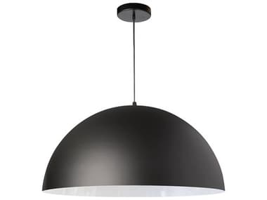 Dainolite Ofelia 1-Light Matte Black White Dome Pendant DNOFE201PMB