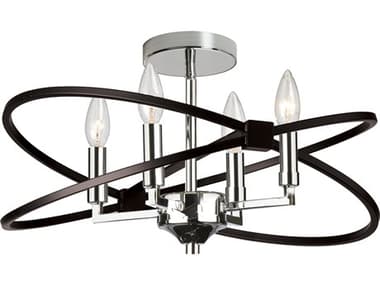 Dainolite Paloma 4-Light Polished Chrome Matte Black Semi Flush Mount DNPAL184SFPCMB