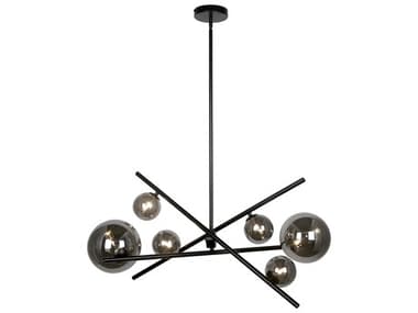 Dainolite Pamela 6-Light Matte Black Globe Geometric Linear Chandelier DNPAM276HPMB