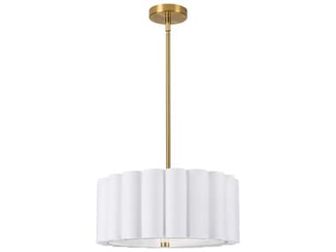 Dainolite Pacifica 3-Light Aged Brass Drum Pendant DNPCA163PAGBWH