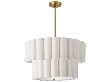 Dainolite Pacifica 4-Light Flax Aged Brass Drum Tiered Pendant DNPCA224PAGBFX
