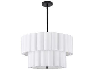 Dainolite Pacifica 4-Light Matte Black Drum Tiered Pendant DNPCA224PMBWH