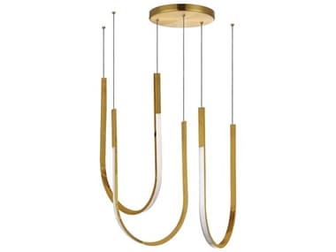Dainolite Pacari 3-Light Aged Brass White Pendant DNPCR2754LEDHPAGB