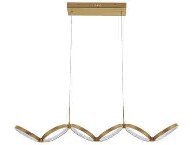 Dainolite Philo 1-Light Aged Brass Linear Island Pendant DNPHO4050LEDHPAGB