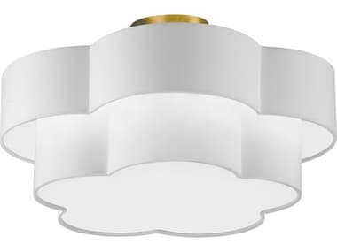 Dainolite Phlox 3-Light Aged Brass White Drum Flush Mount DNPLX203FHAGBWH