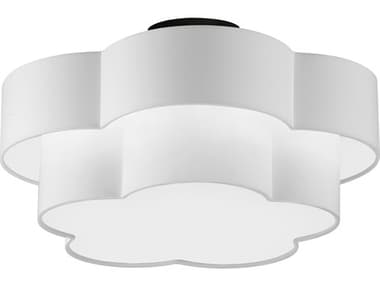 Dainolite Phlox 3-Light Matte Black White Drum Flush Mount DNPLX203FHMBWH