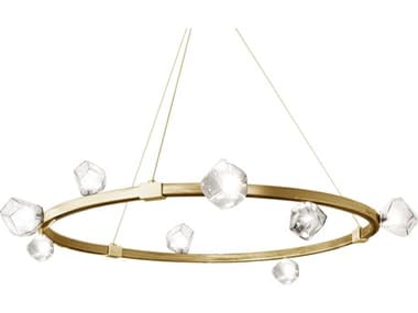 Dainolite Pearlene 12-Light Aged Brass Geometric Round Chandelier DNPRN4212CAGB