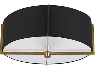 Dainolite Preston 3-Light Black Aged Brass Drum Semi Flush Mount DNPST153SFAGBBK
