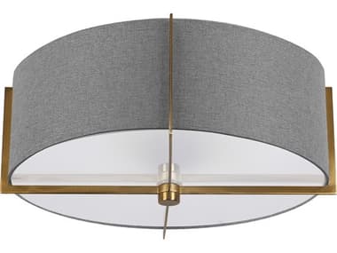 Dainolite Preston 3-Light Grey Aged Brass Drum Semi Flush Mount DNPST153SFAGBGRY