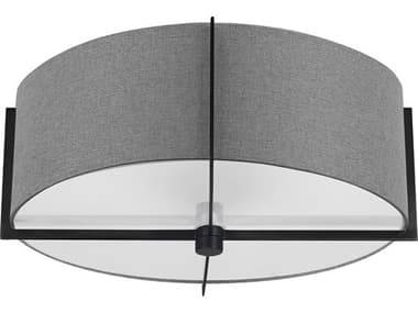 Dainolite Preston 3-Light Grey Matte Black Drum Semi Flush Mount DNPST153SFMBGRY