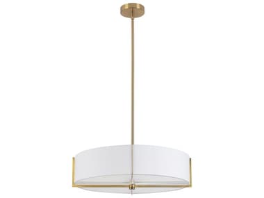 Dainolite Preston 4-Light Aged Brass White Round Pendant DNPST214PAGBWH