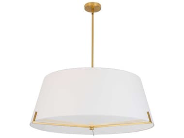 Dainolite Preston 4-Light Aged Brass White Drum Pendant DNPST324PAGBWH