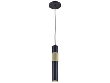 Dainolite Passwell 1-Light Matte Black Aged Brass Cylinder Mini Pendant DNPSW121PMBAGB