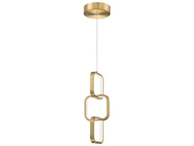 Dainolite Patsy 1-Light Aged Brass White Geometric Mini Pendant DNPTY1522LEDPAGB