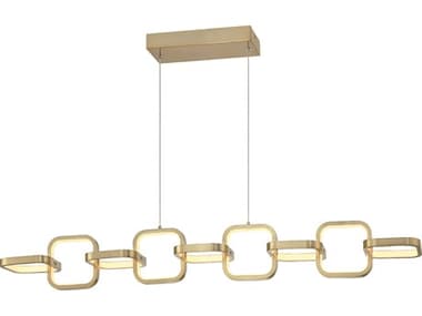 Dainolite Patsy 1-Light Aged Brass White Geometric Linear Island Pendant DNPTY4359LEDHPAGB