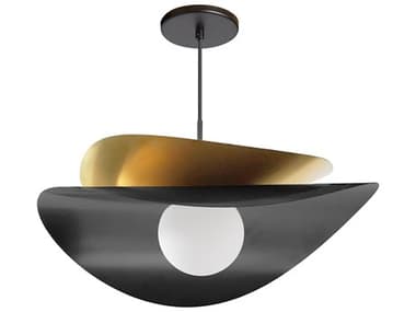 Dainolite Paven 1-Light Matte Black Aged Brass Pendant DNPVN2015LEDPMBAGB