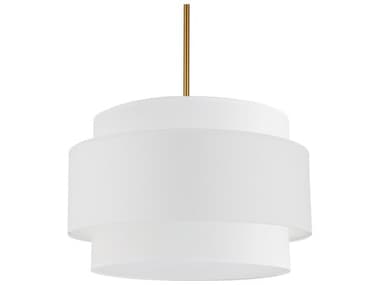 Dainolite Priya 4-Light Aged Brass White Drum Tiered Pendant DNPYA224CAGBWH