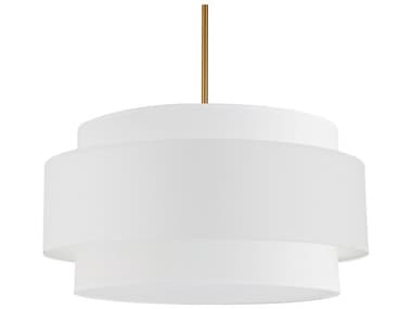 Dainolite Priya 4-Light Aged Brass White Drum Tiered Pendant DNPYA304CAGBWH