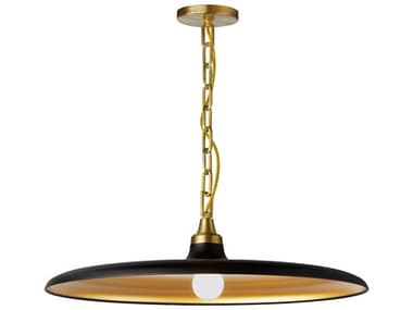 Dainolite Quentin 1-Light Matte Black Gold Brass Pendant DNQTN241PMBAGB