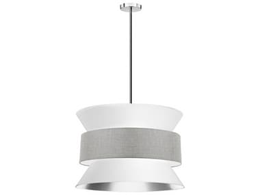 Dainolite Questa 4-Light Polished Chrome White Drum Pendant DNQUA244PWHGRY