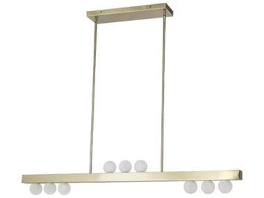 Dainolite Raleigh 9-Light Aged Brass Globe Linear Island Pendant DNRAL429HPAGB