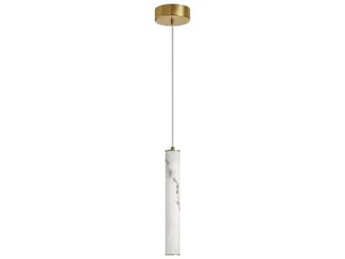 Dainolite Reuben 1-Light White Aged Brass Cylinder Mini Pendant DNRBN1210PAGBALB