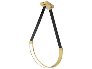 Dainolite Regan 1-Light Aged Brass Black White Linear Pendant DNREG241LEDPAGB