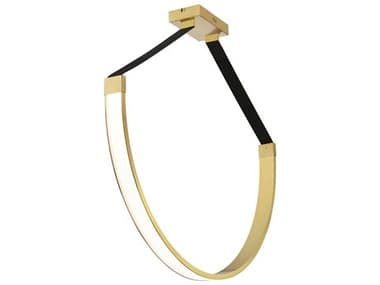 Dainolite Regan 1-Light Aged Brass Black White Linear Pendant DNREG401LEDPAGB