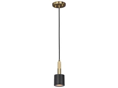 Dainolite Rhoswen 1-Light Matte Black Aged Brass Cylinder Mini Pendant DNRHS1PMBAGB