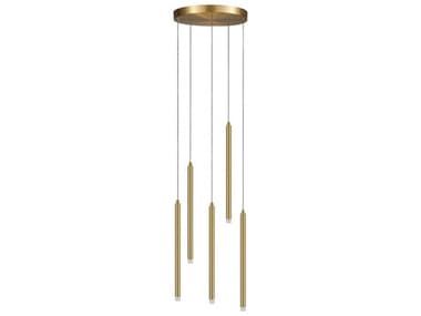 Dainolite Sanya 5-Light Aged Brass Linear Pendant DNSNY1815LEDPAGB