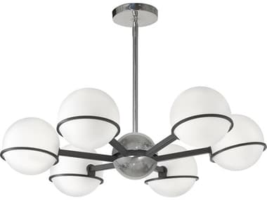 Dainolite Sofia 6-Light Matte Black Polished Chrome Globe Chandelier DNSOF286CMBPC