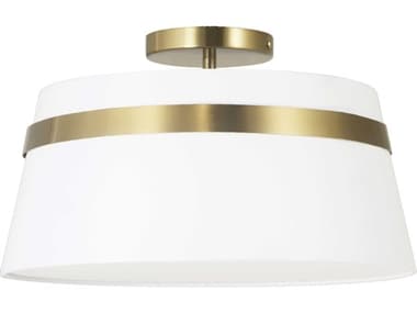 Dainolite Symphony 3-Light Aged Brass White Drum Semi Flush Mount DNSYM153SFAGBWH