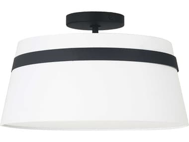 Dainolite Symphony 3-Light Matte Black White Drum Semi Flush Mount DNSYM153SFMBWH