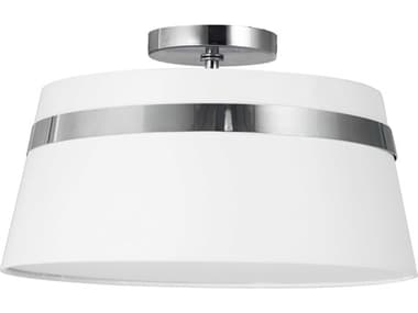 Dainolite Symphony 3-Light Polished Chrome White Drum Semi Flush Mount DNSYM153SFPCWH