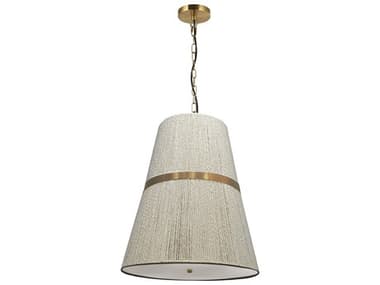 Dainolite Sylvie 3-Light Natural Aged Brass Off White Drum Pendant DNSYV183PAGBNAT