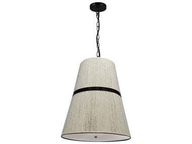 Dainolite Sylvie 3-Light Natural Matte Black Drum Pendant DNSYV183PMBNAT