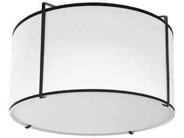 Dainolite Trapezoid 2-Light Black White Drum Flush Mount DNTRA121FHBKWH
