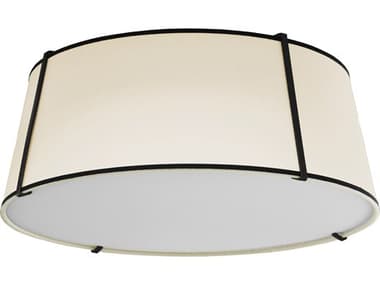 Dainolite Trapezoid 4-Light Black Off White Drum Flush Mount DNTRA224FHBKCRM