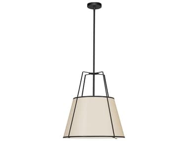 Dainolite Trapezoid 3-Light Black Off White Drum Pendant DNTRA331PBKCRM
