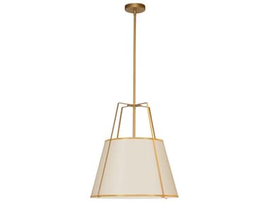Dainolite Trapezoid 3-Light Gold Off White Drum Pendant DNTRA331PGLDCRM