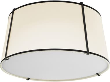 Dainolite Trapezoid 3-Light Black Off White Drum Flush Mount DNTRA3FHBKCRM