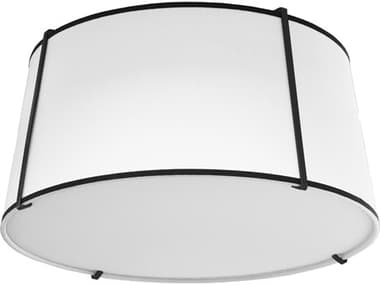 Dainolite Trapezoid 3-Light Black White Drum Flush Mount DNTRA3FHBKWH