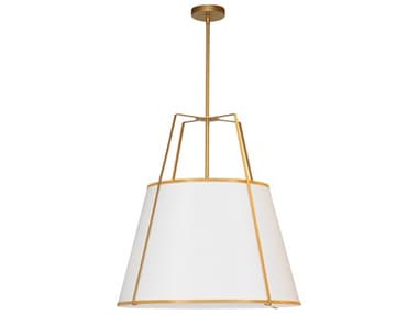 Dainolite Trapezoid 3-Light Gold White Drum Pendant DNTRA3PGLDWH