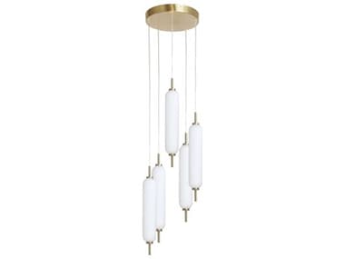 Dainolite Typha 5-Light Aged Brass Cylinder Mini Pendant DNTYA1250LEDPAGB