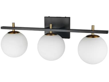 Dainolite Vivaldi 3-Light Matte Black Aged Brass Vanity Light DNVAD233WMBAGB