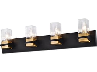 Dainolite Veronica 4-Light Matte Black Aged Brass Vanity Light DNVER324WMBAGB