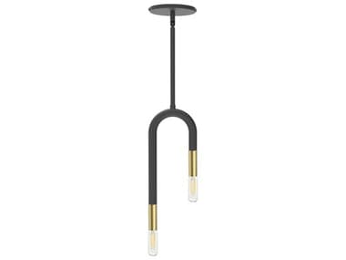 Dainolite Wand 2-Light Matte Black Aged Brass Linear Mini Pendant DNWAN152PMBAGB