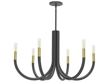 Dainolite Wand 6-Light Matte Black Aged Brass Chandelier DNWAN286CMBAGB
