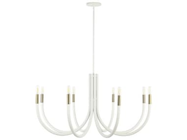 Dainolite Wand 8-Light Sandy White Aged Brass Candelabra Chandelier DNWAN388CSWAGB